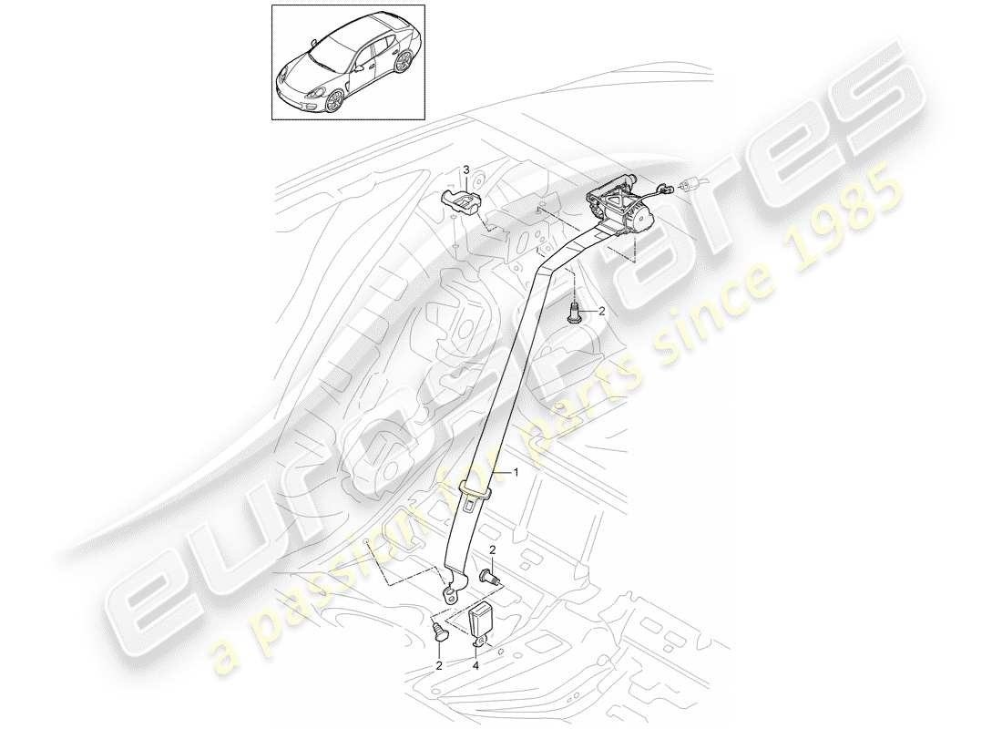 porsche panamera 970 (2016) seat belt part diagram