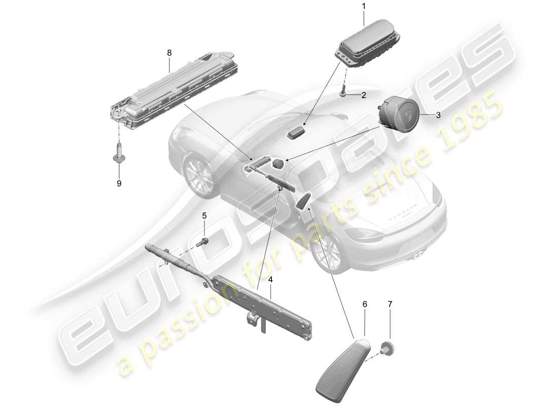 porsche boxster 981 (2016) airbag part diagram