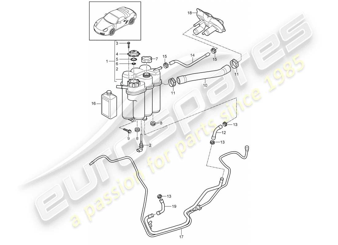 porsche boxster 987 (2012) water cooling part diagram