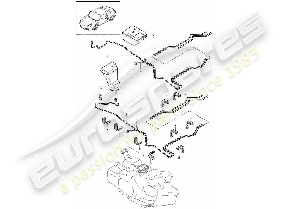 porsche boxster 987 (2012) fuel system part diagram