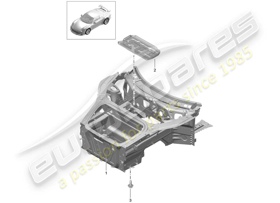 porsche 991r/gt3/rs (2018) front end part diagram