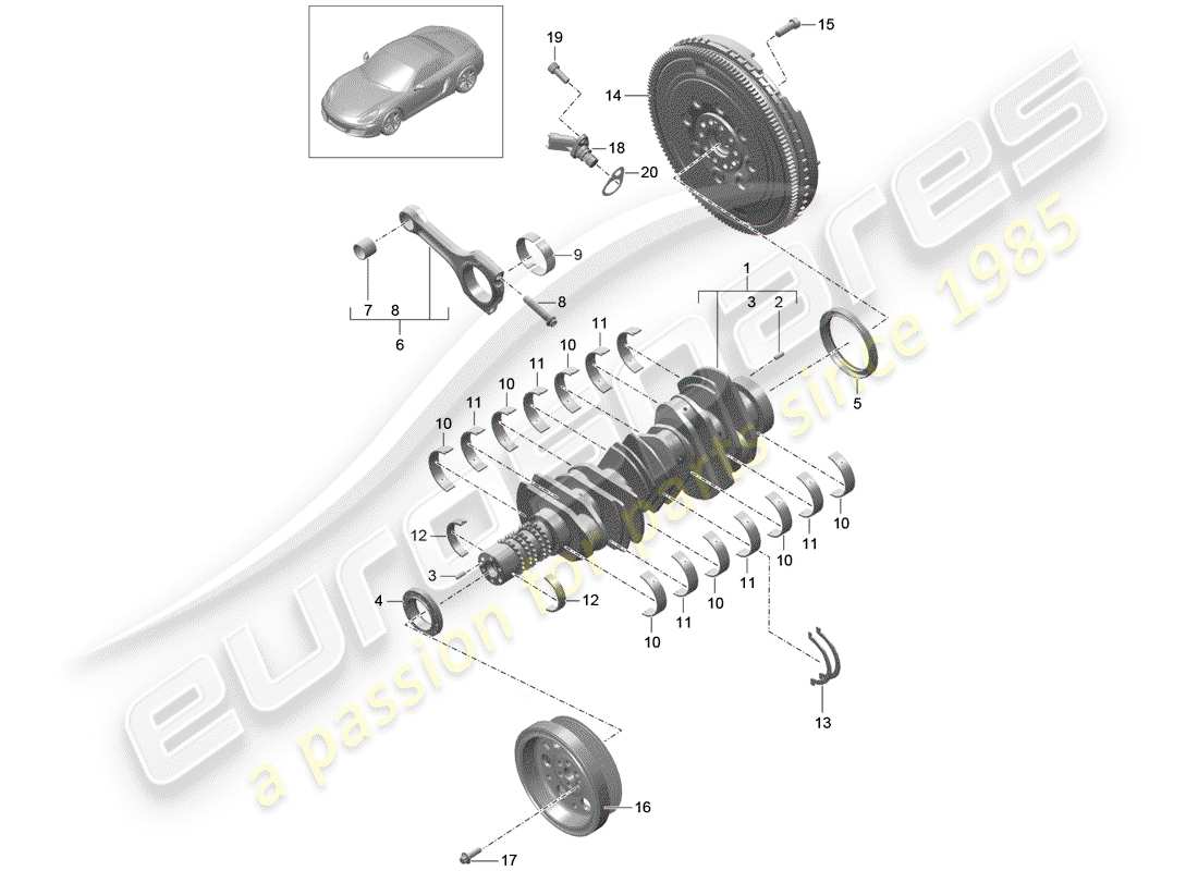 porsche boxster 981 (2016) crankshaft part diagram