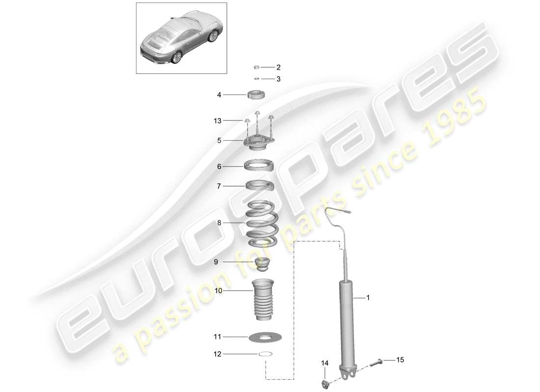 porsche 991 gen. 2 (2017) shock absorber part diagram