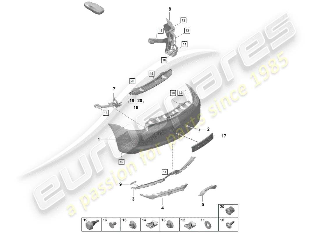 porsche boxster spyder (2020) bumper part diagram