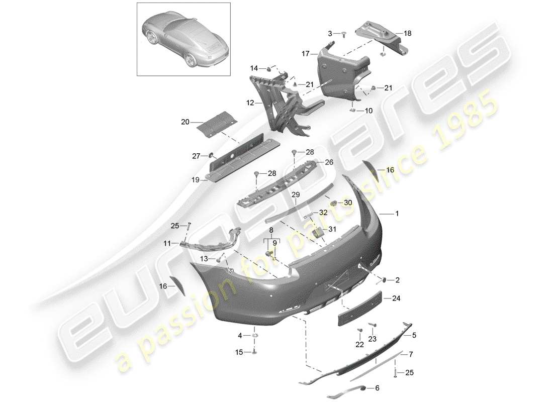 porsche 991 (2013) bumper part diagram