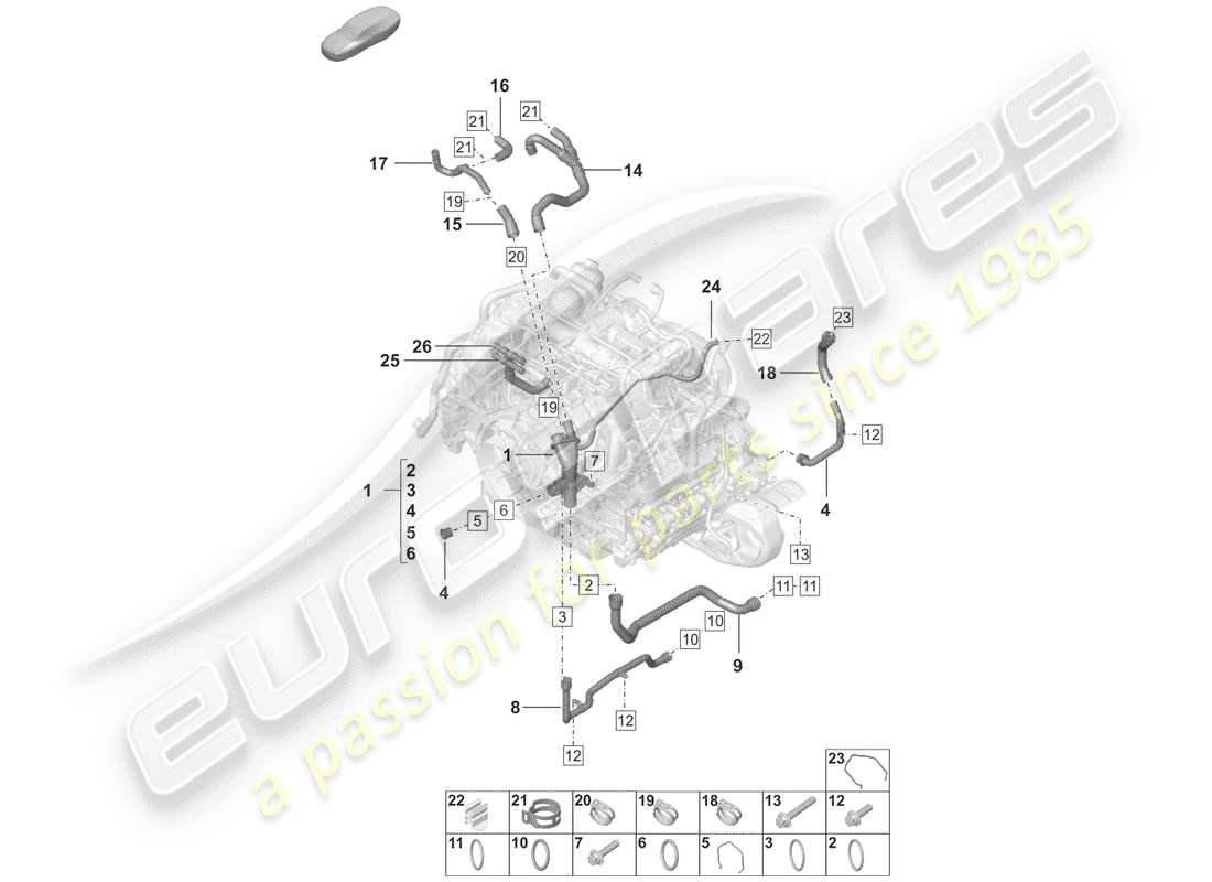 porsche 2019 water cooling part diagram