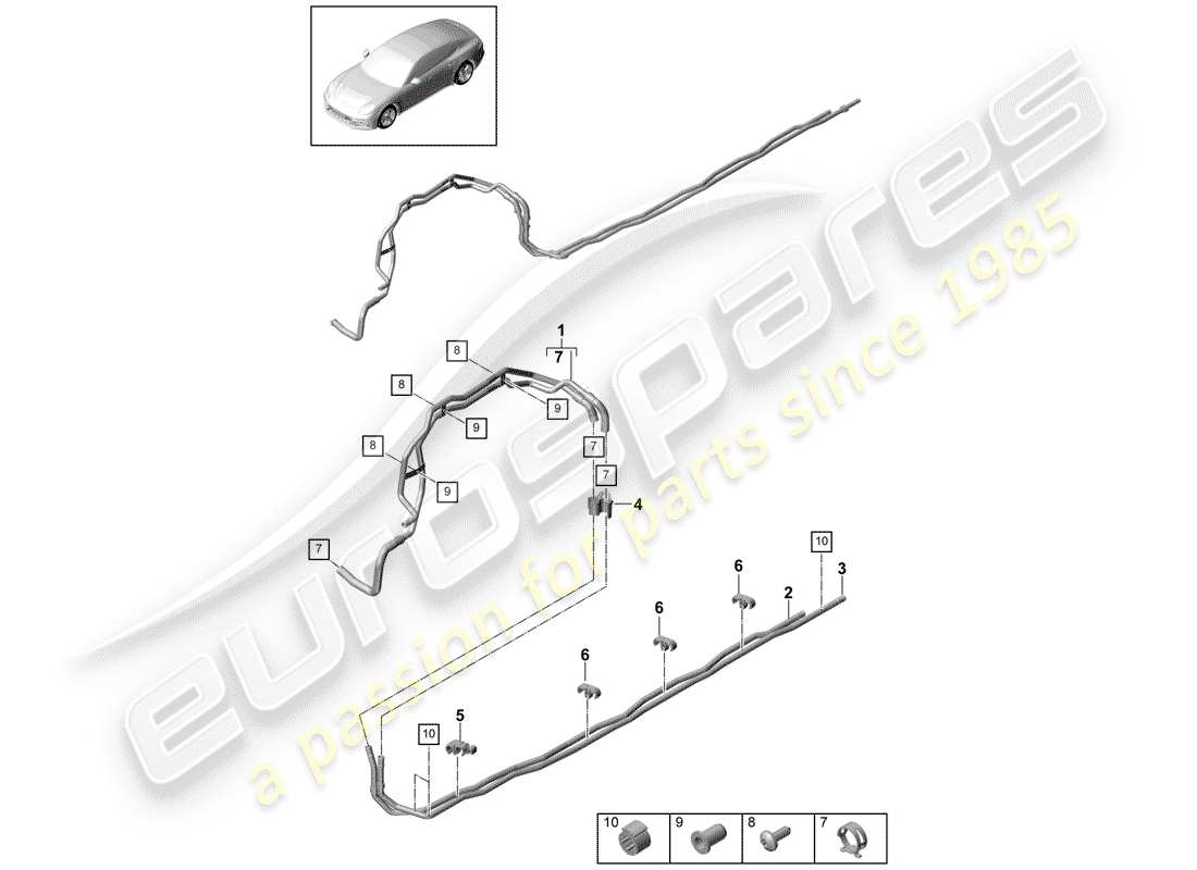 porsche panamera 971 (2018) coolant pipe part diagram