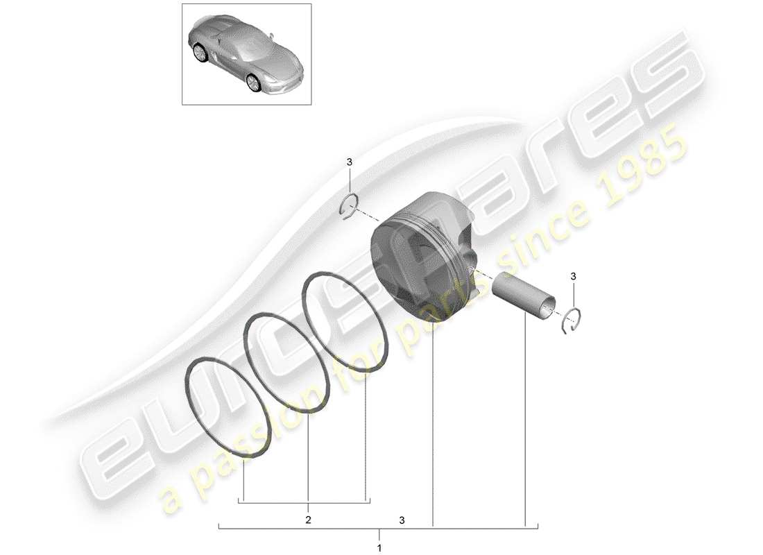 porsche boxster spyder (2016) piston part diagram