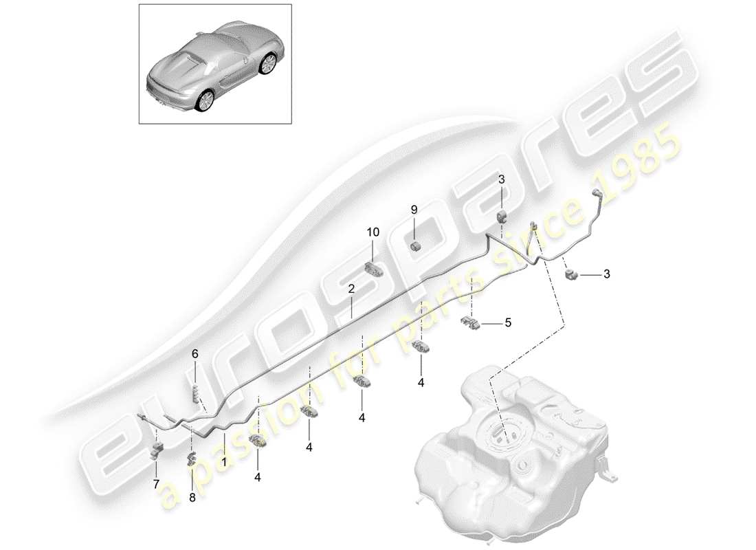 porsche boxster spyder (2016) fuel system part diagram