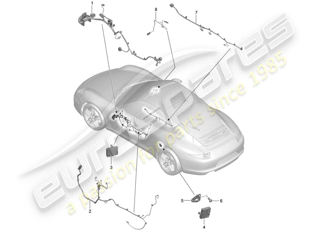 porsche 991 (2012) wiring harnesses part diagram