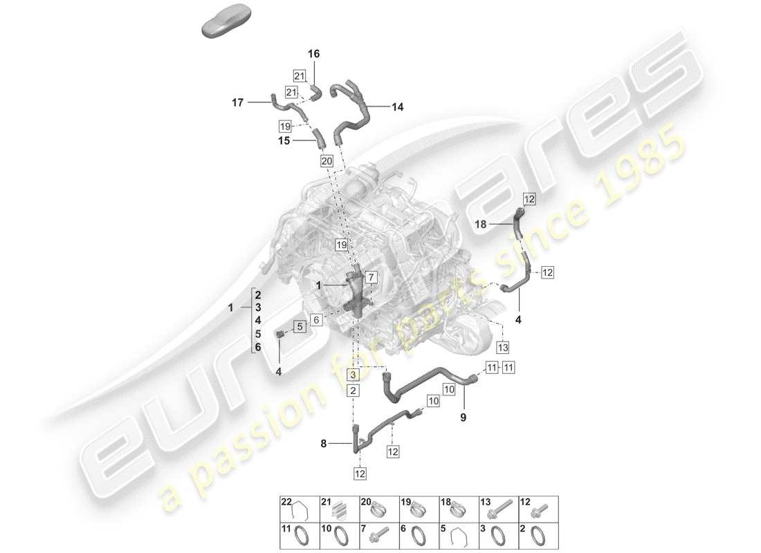 porsche 2020 water cooling part diagram