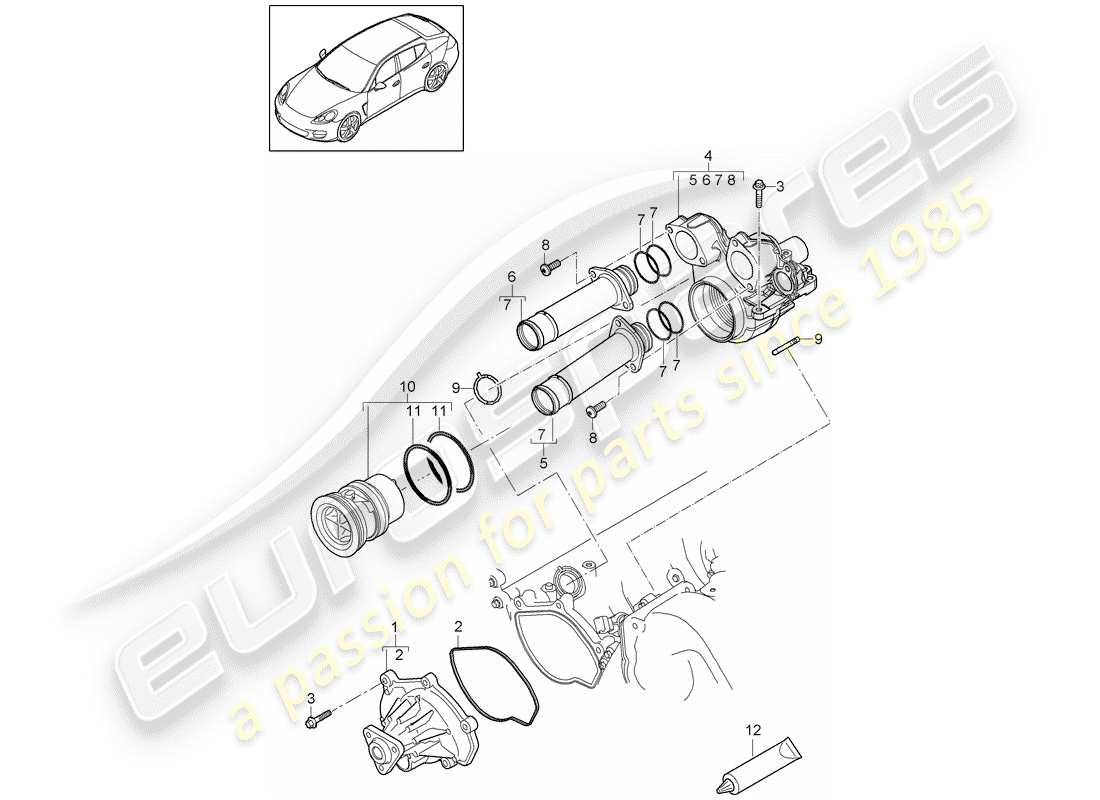 porsche panamera 970 (2011) water pump part diagram