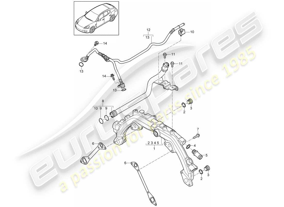 porsche panamera 970 (2011) water cooling 1 part diagram