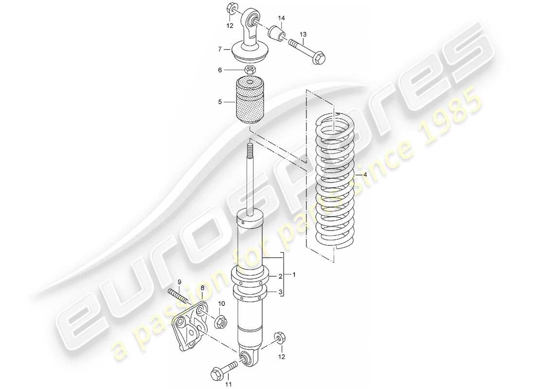 porsche carrera gt (2006) suspension - shock absorber strut - bracket part diagram