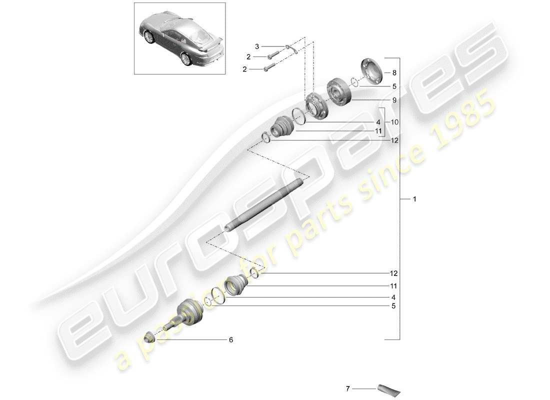 porsche 991r/gt3/rs (2020) drive shaft part diagram