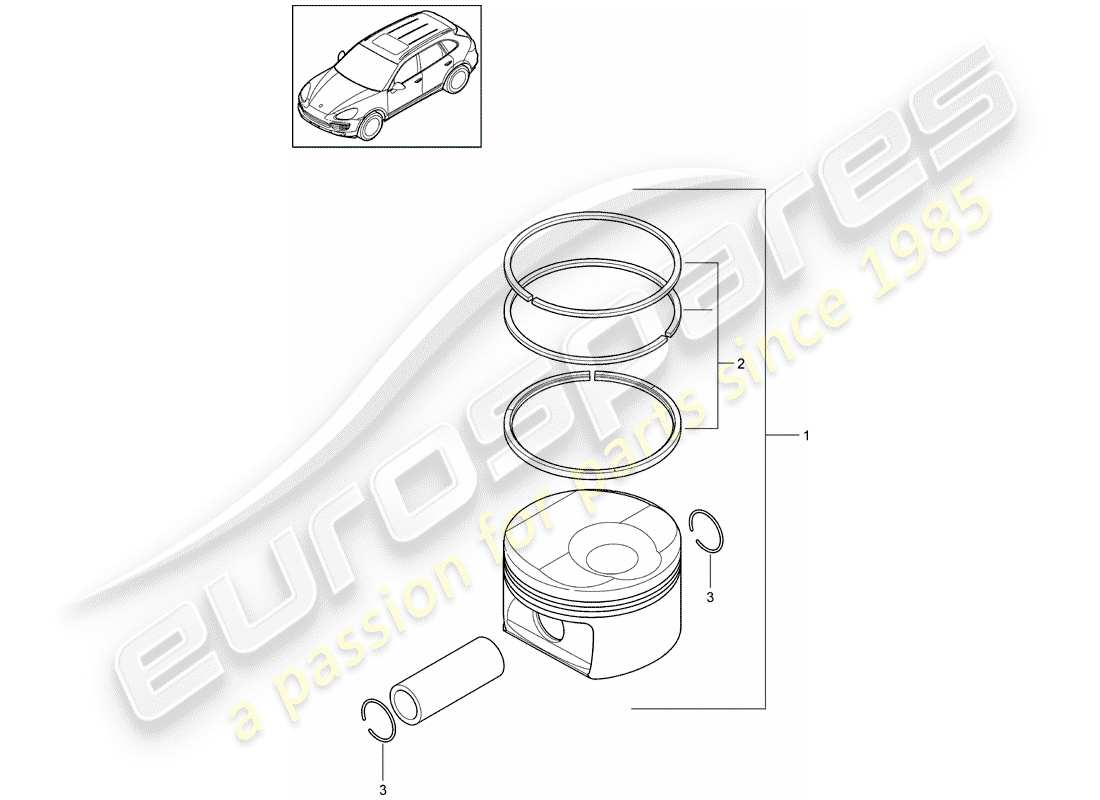 porsche cayenne e2 (2016) piston part diagram