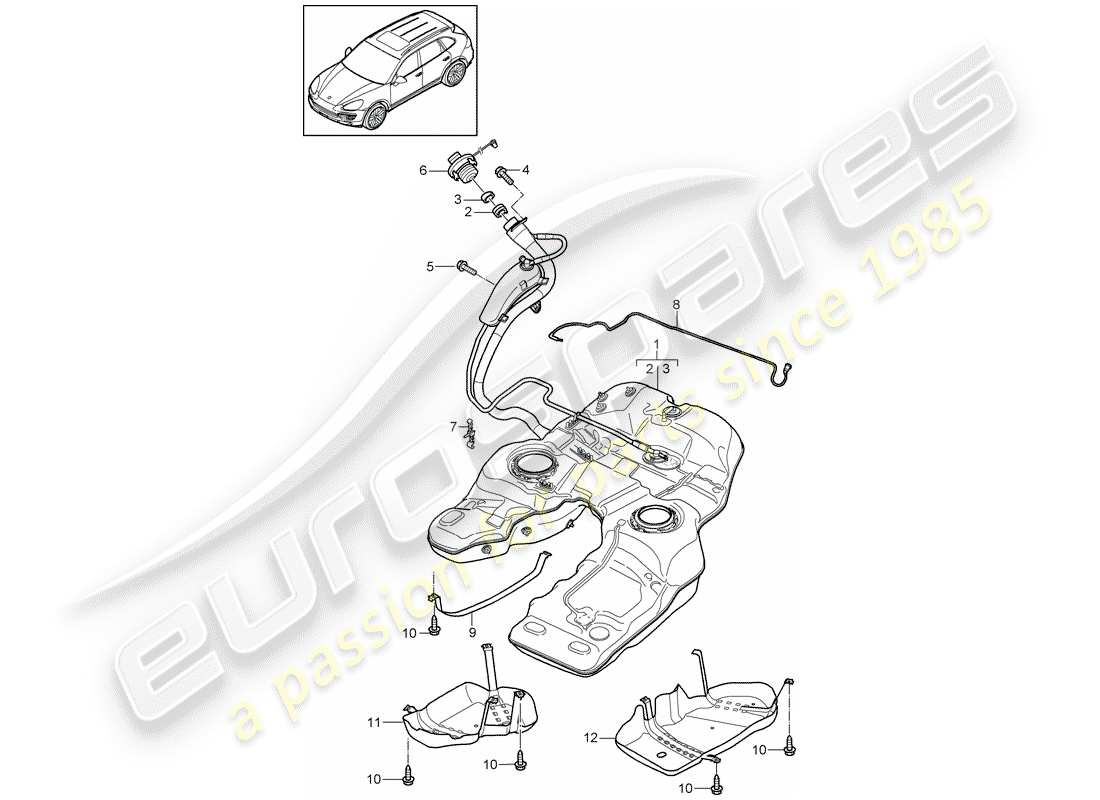 porsche cayenne e2 (2016) fuel tank part diagram