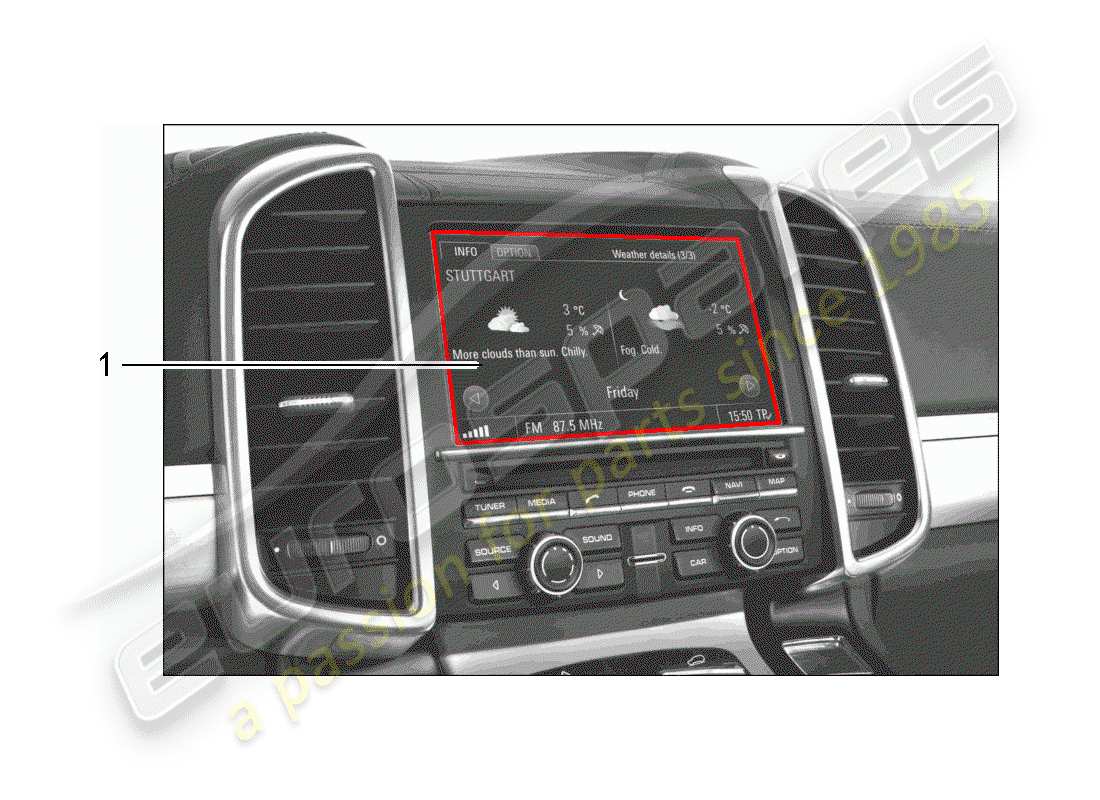 porsche tequipment cayenne (2016) installation kit part diagram