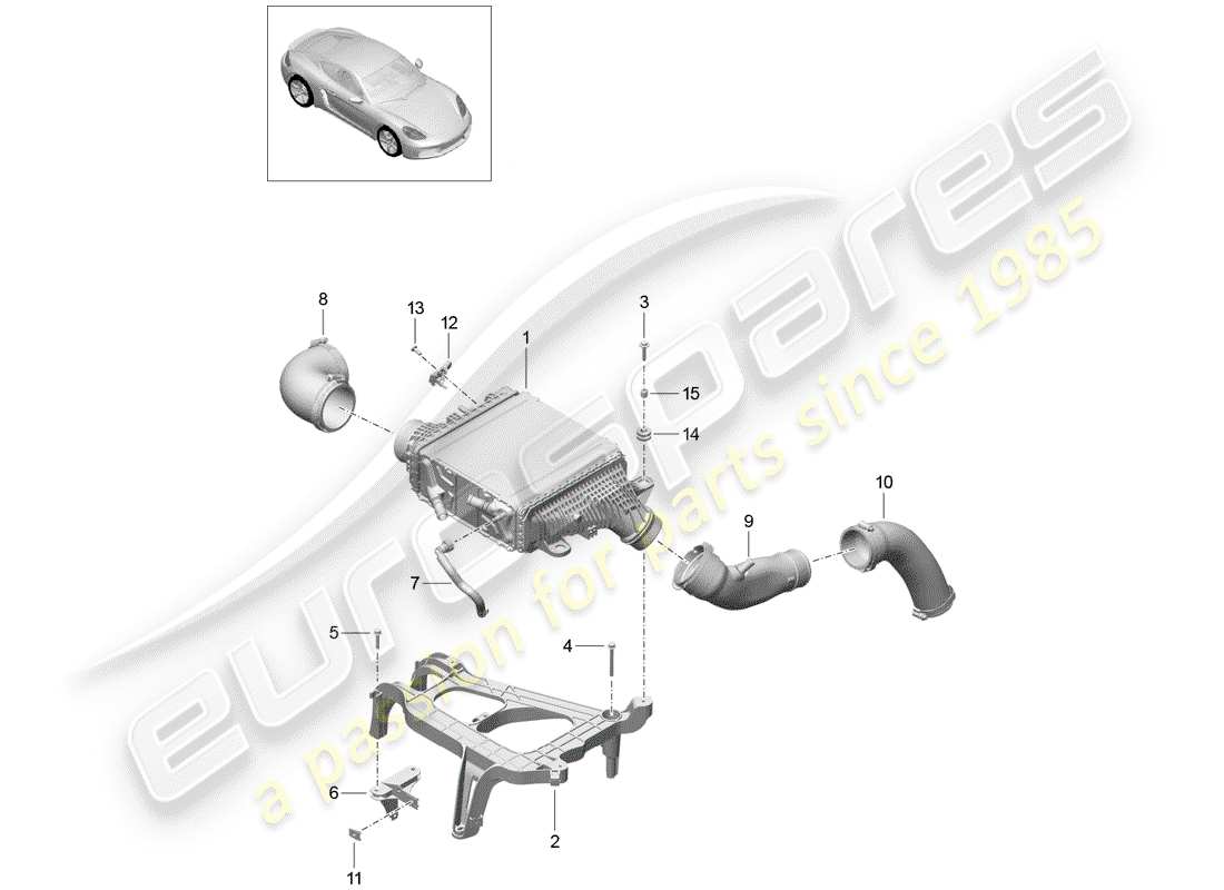 porsche 718 cayman (2019) charge air cooler part diagram