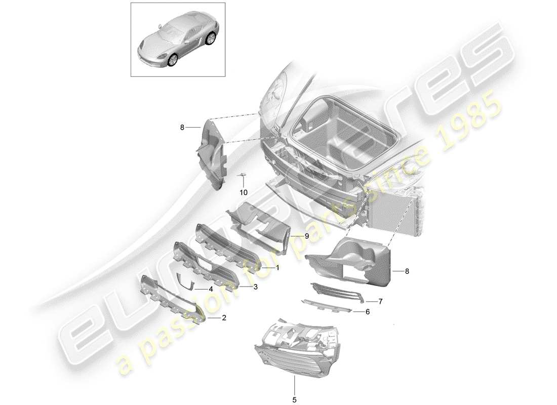 porsche 718 cayman (2018) air duct part diagram