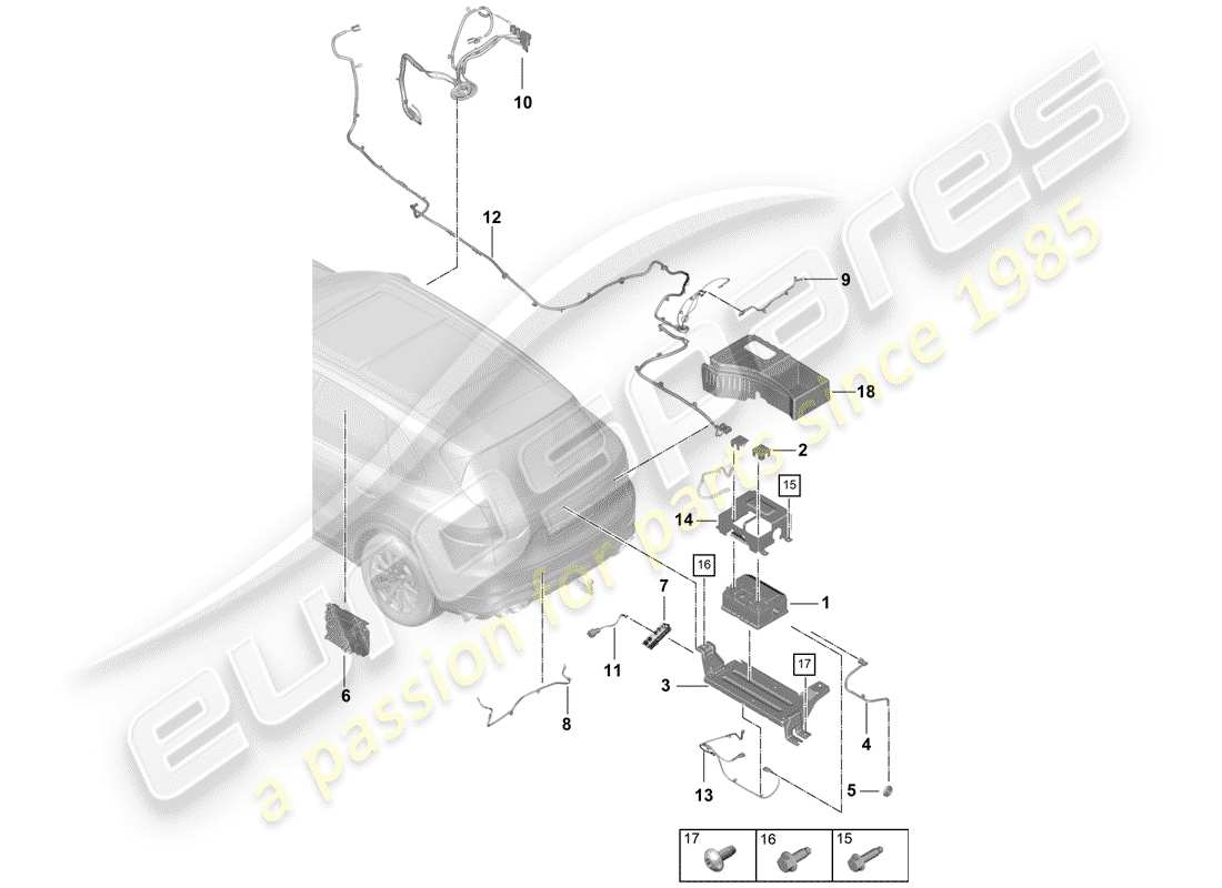 porsche cayenne e3 (2020) battery part diagram