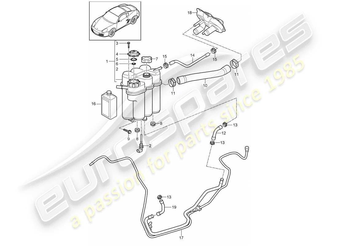 porsche cayman 987 (2011) water cooling part diagram