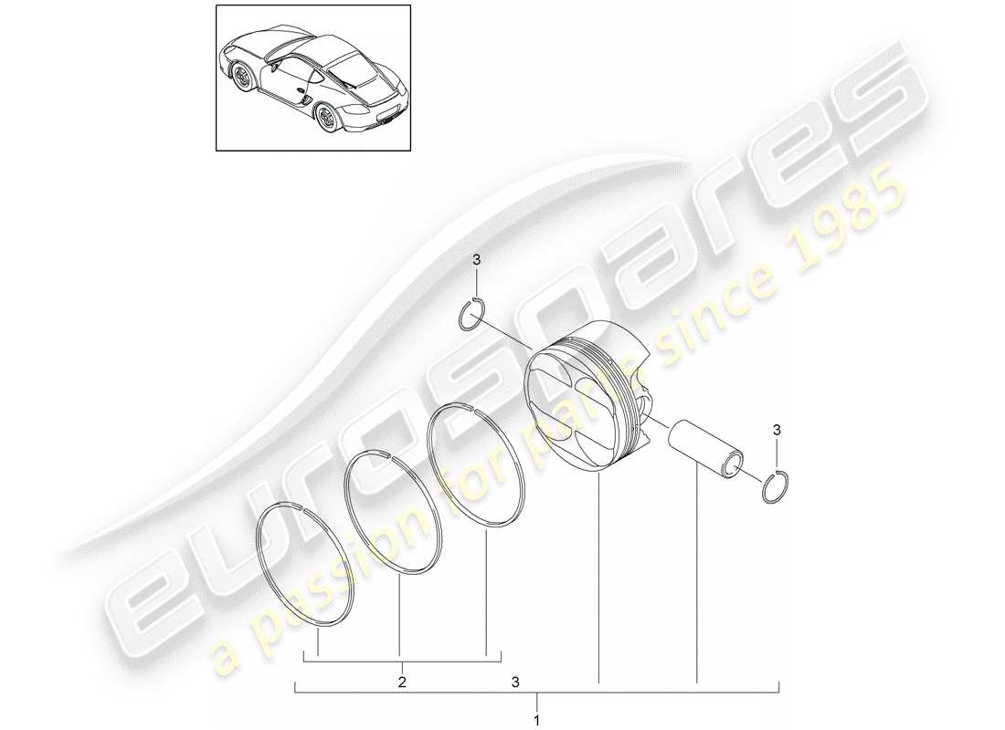 porsche cayman 987 (2011) piston part diagram