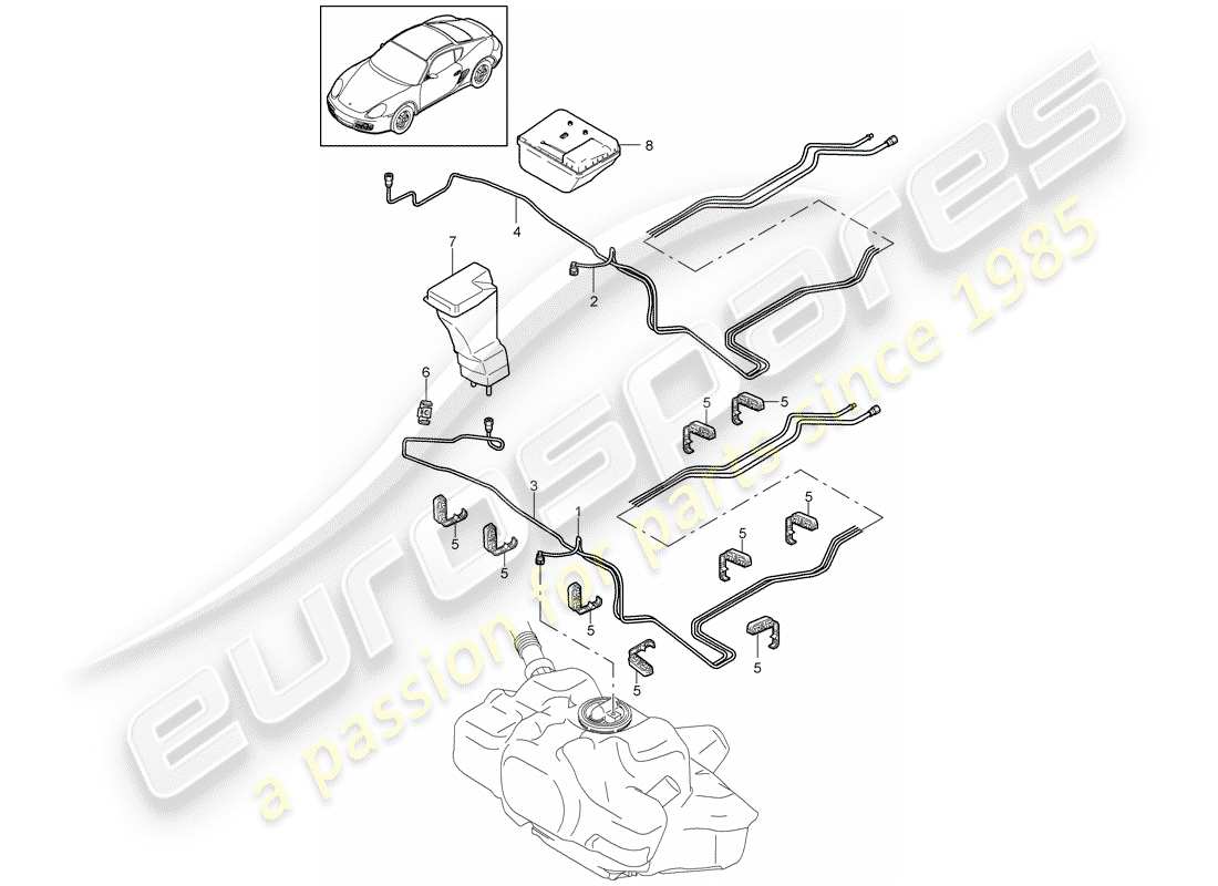 porsche cayman 987 (2011) fuel system part diagram