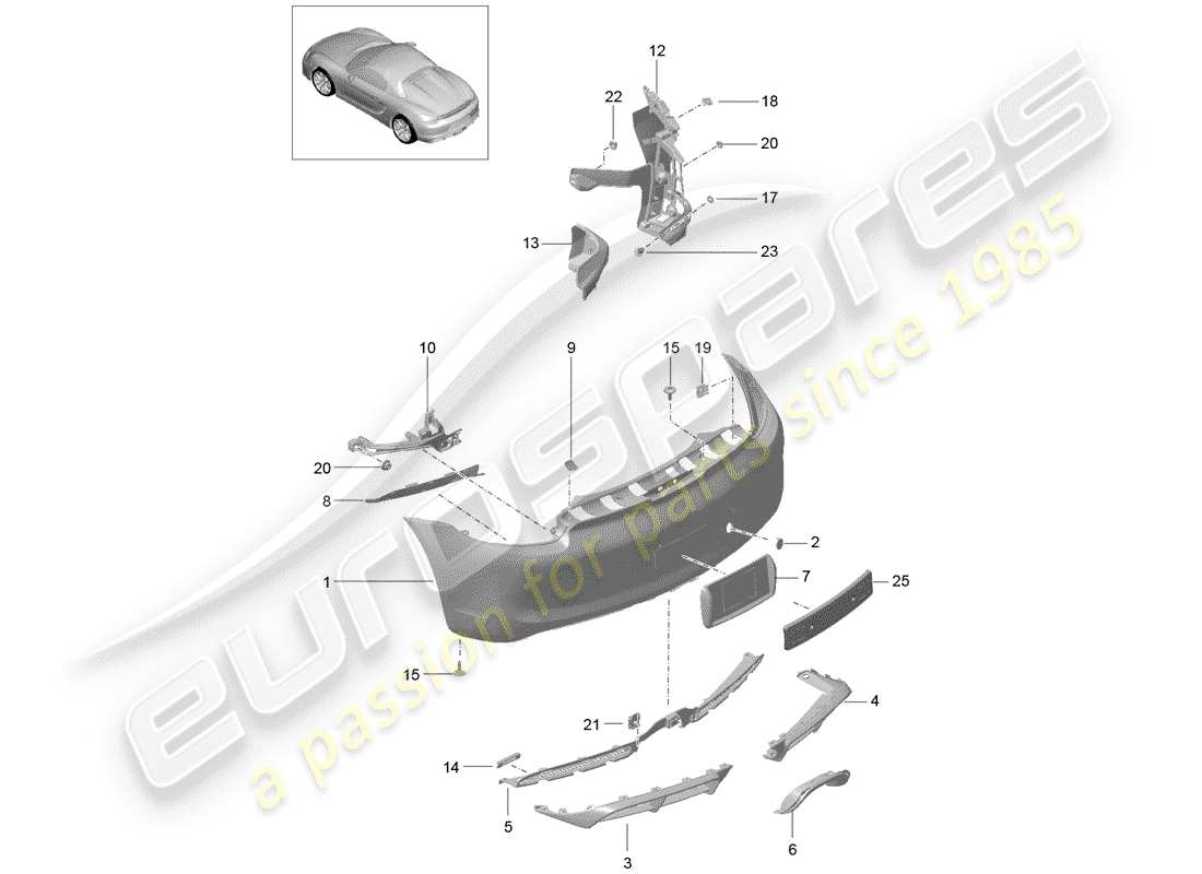 porsche boxster spyder (2016) bumper part diagram