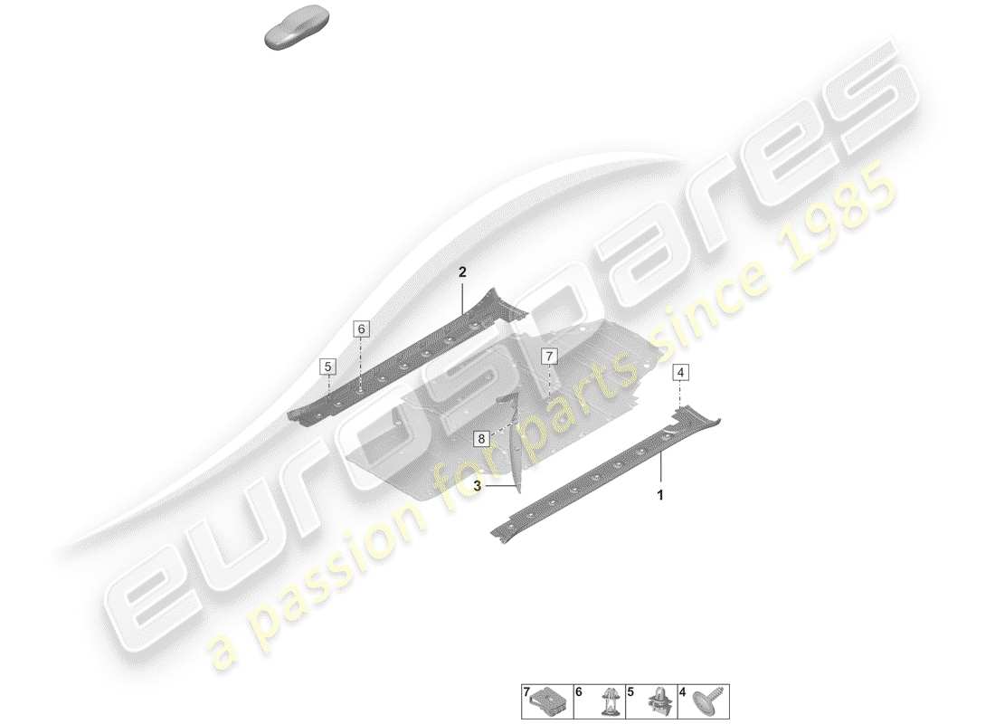 porsche 2020 side member trim part diagram