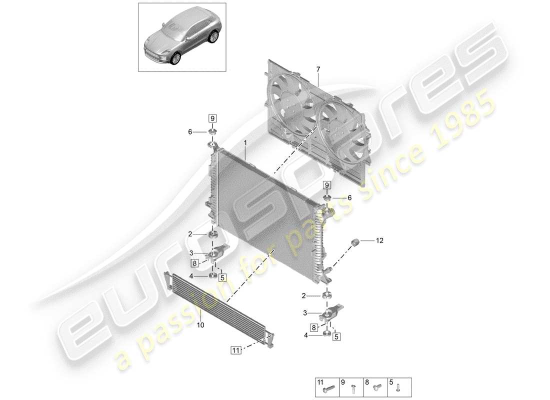 porsche macan (2020) radiator part diagram