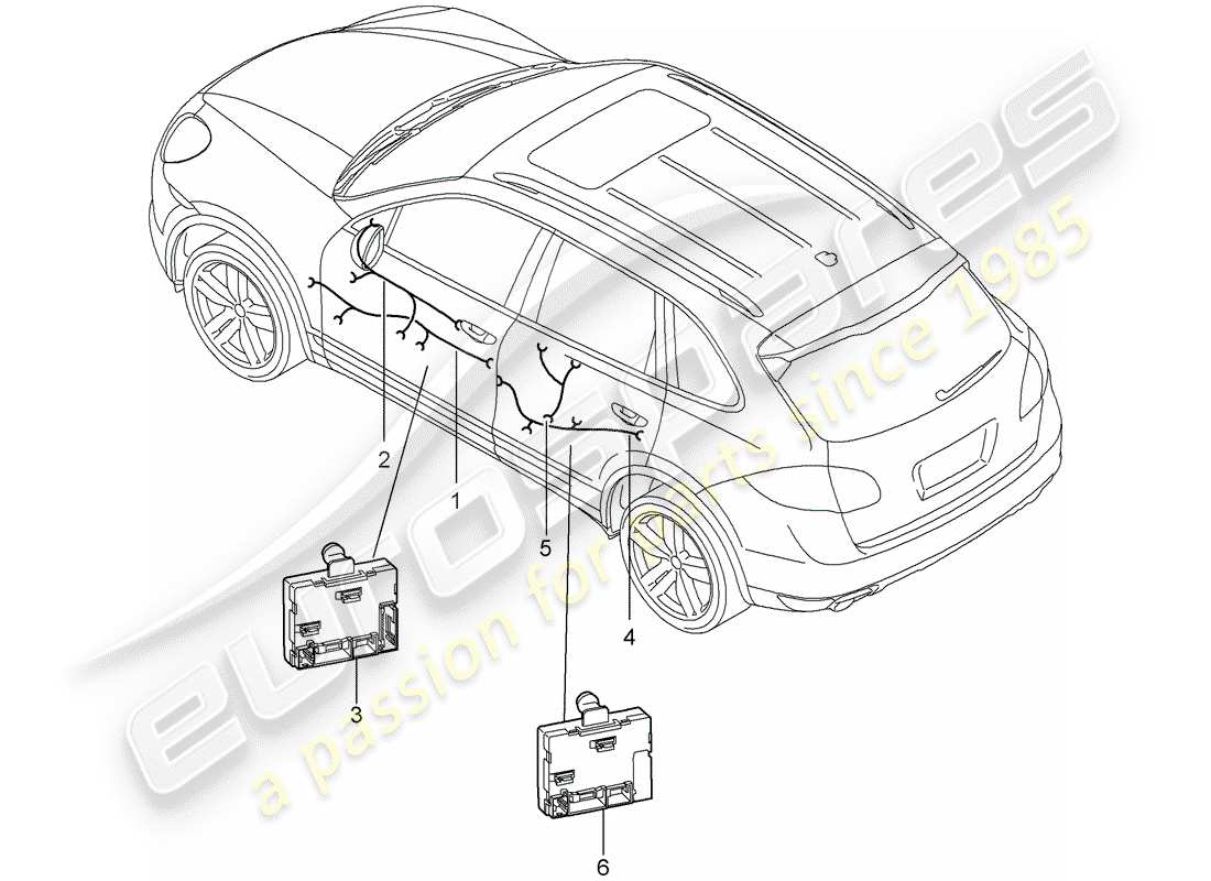 porsche cayenne e2 (2011) wiring harnesses part diagram