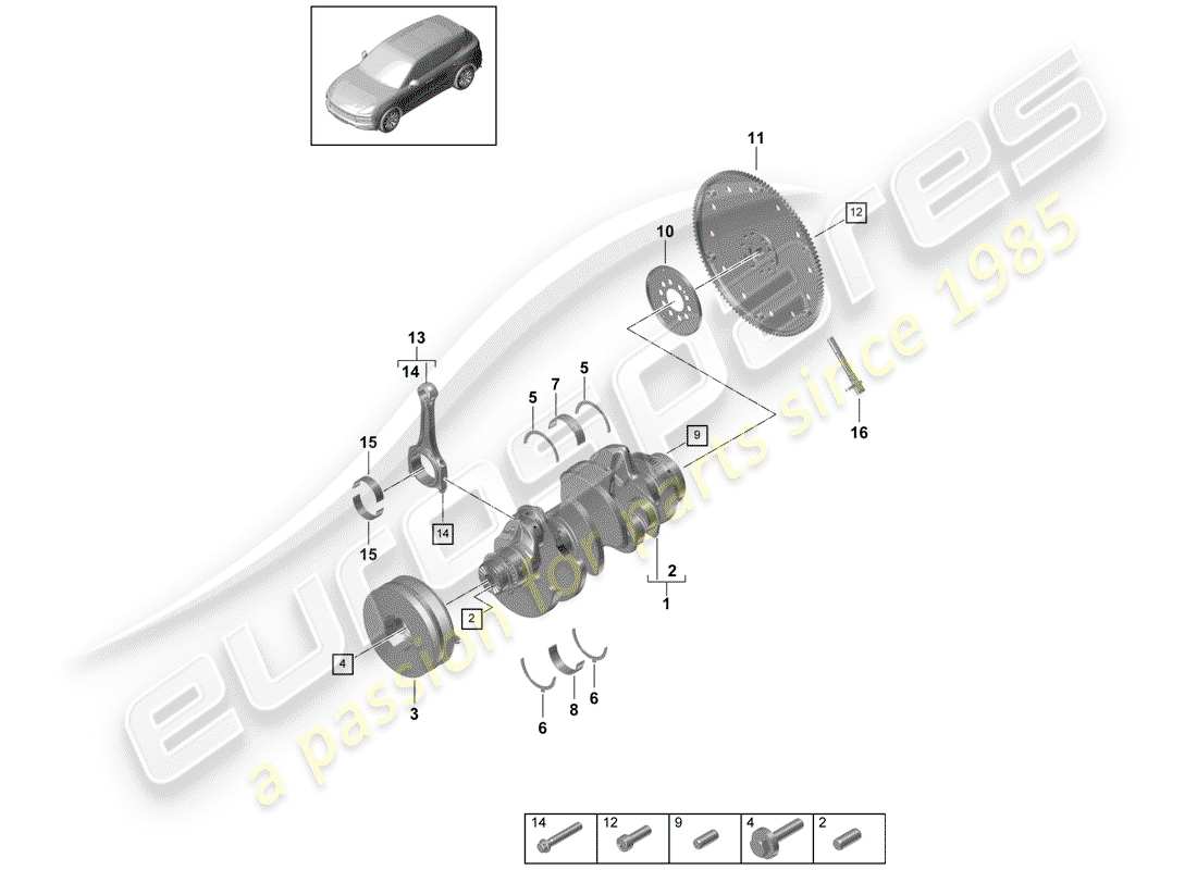 porsche cayenne e3 (2019) crankshaft part diagram