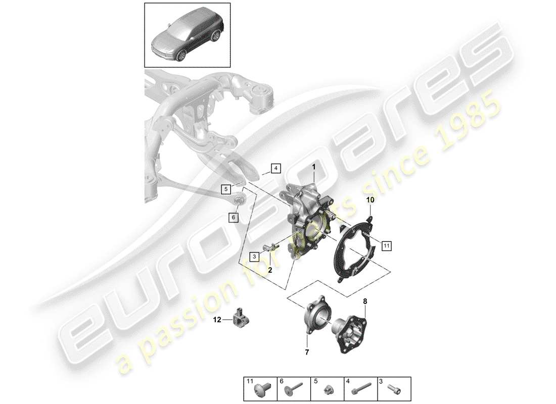 porsche cayenne e3 (2019) wheel carrier part diagram