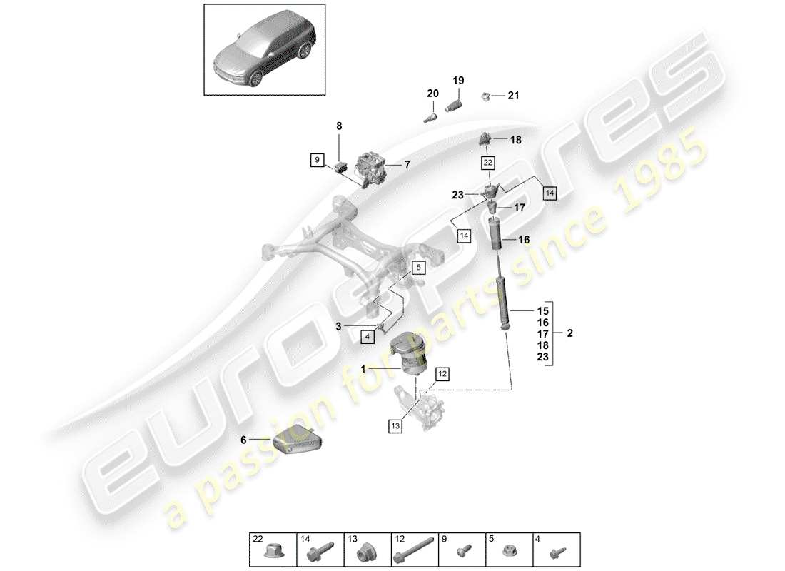 porsche cayenne e3 (2019) air spring part diagram