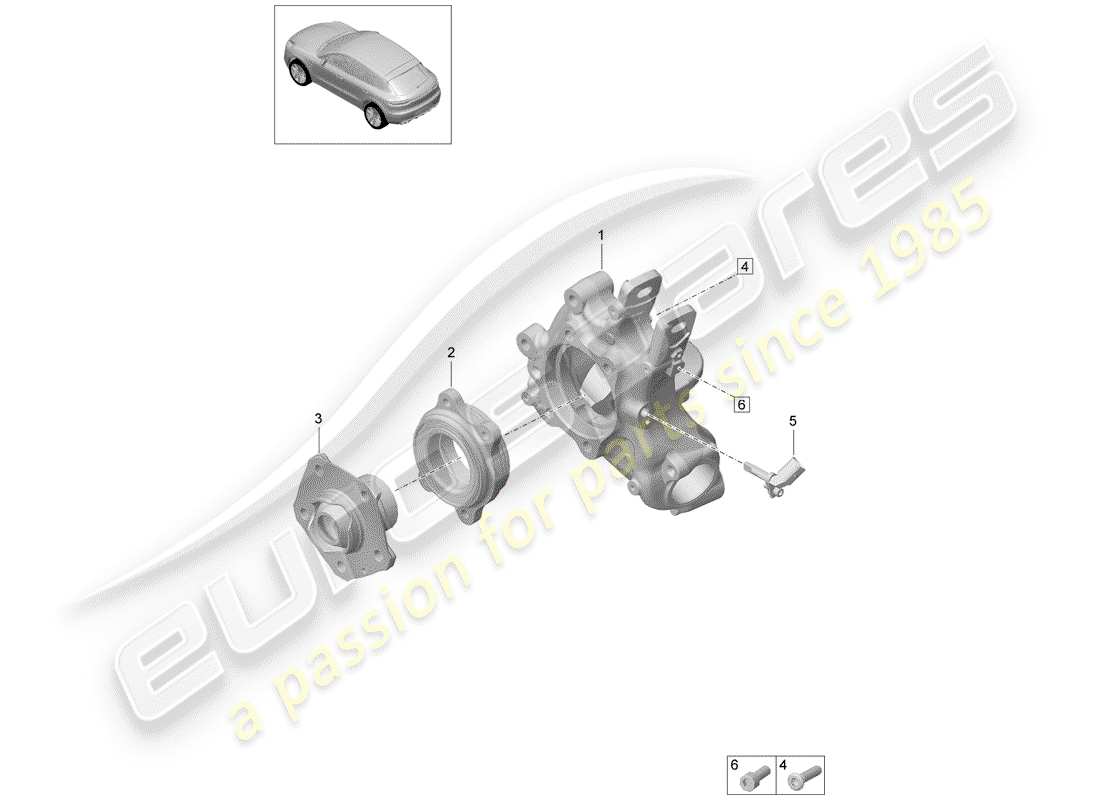 porsche macan (2019) wheel carrier part diagram