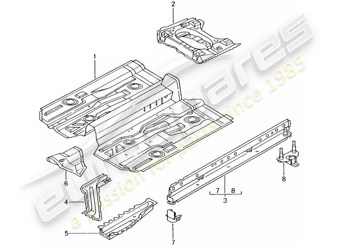 porsche 996 t/gt2 (2001) floor part diagram