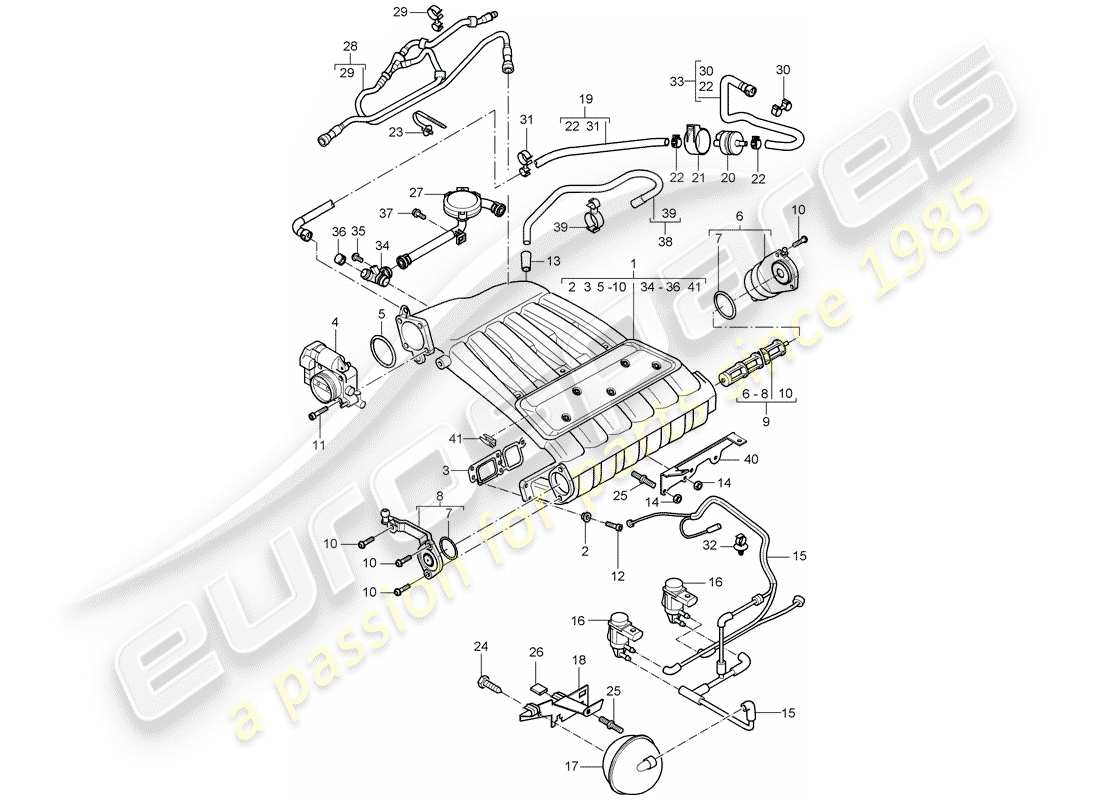 porsche cayenne (2006) intake manifold part diagram