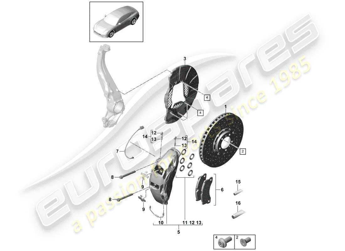 porsche panamera 971 (2017) disc brakes part diagram