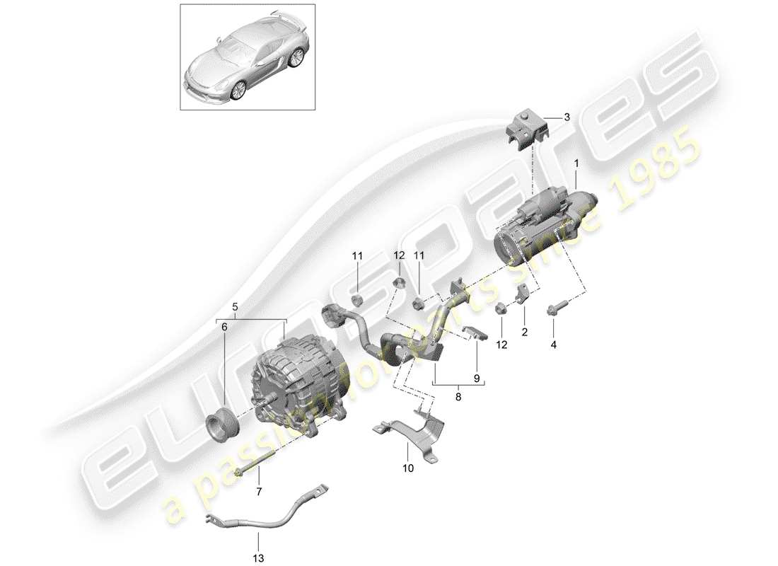 porsche cayman gt4 (2016) starter part diagram