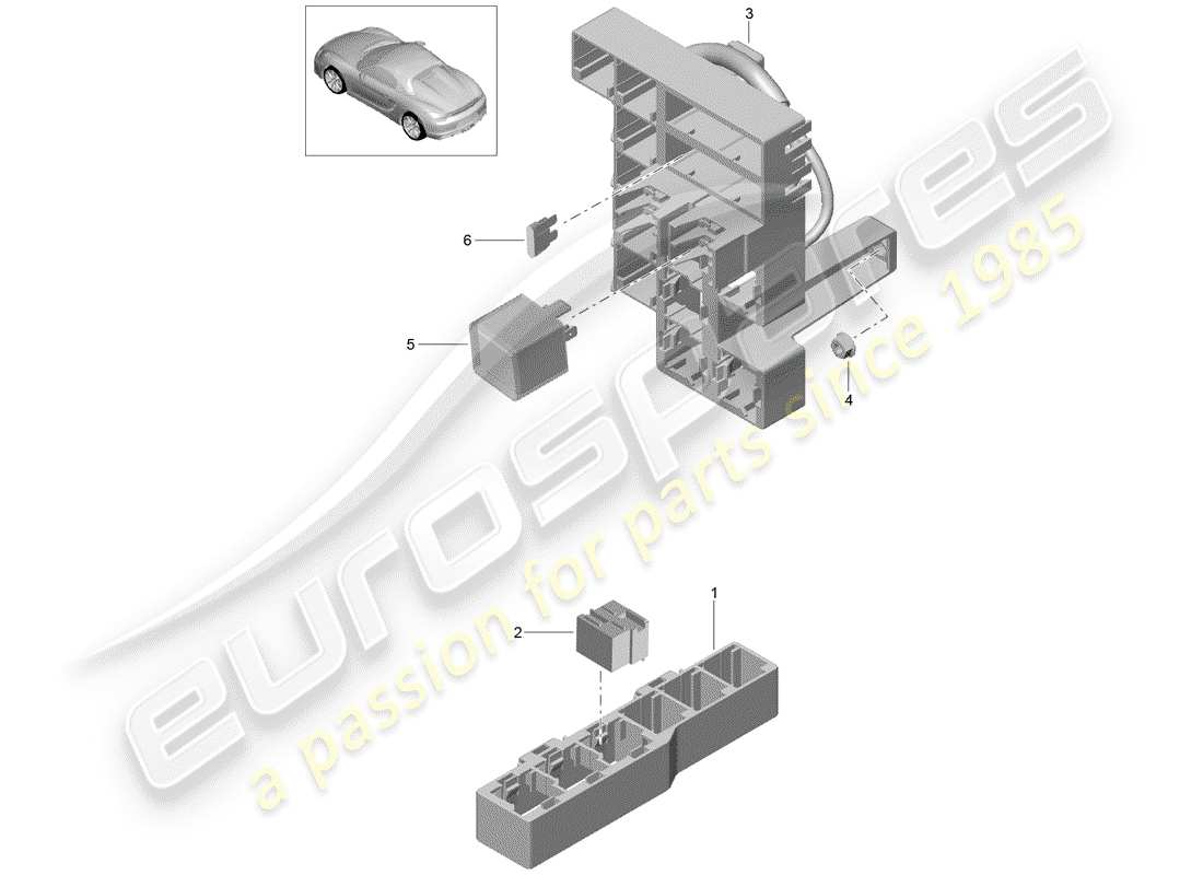 porsche boxster spyder (2016) fuse box/relay plate part diagram