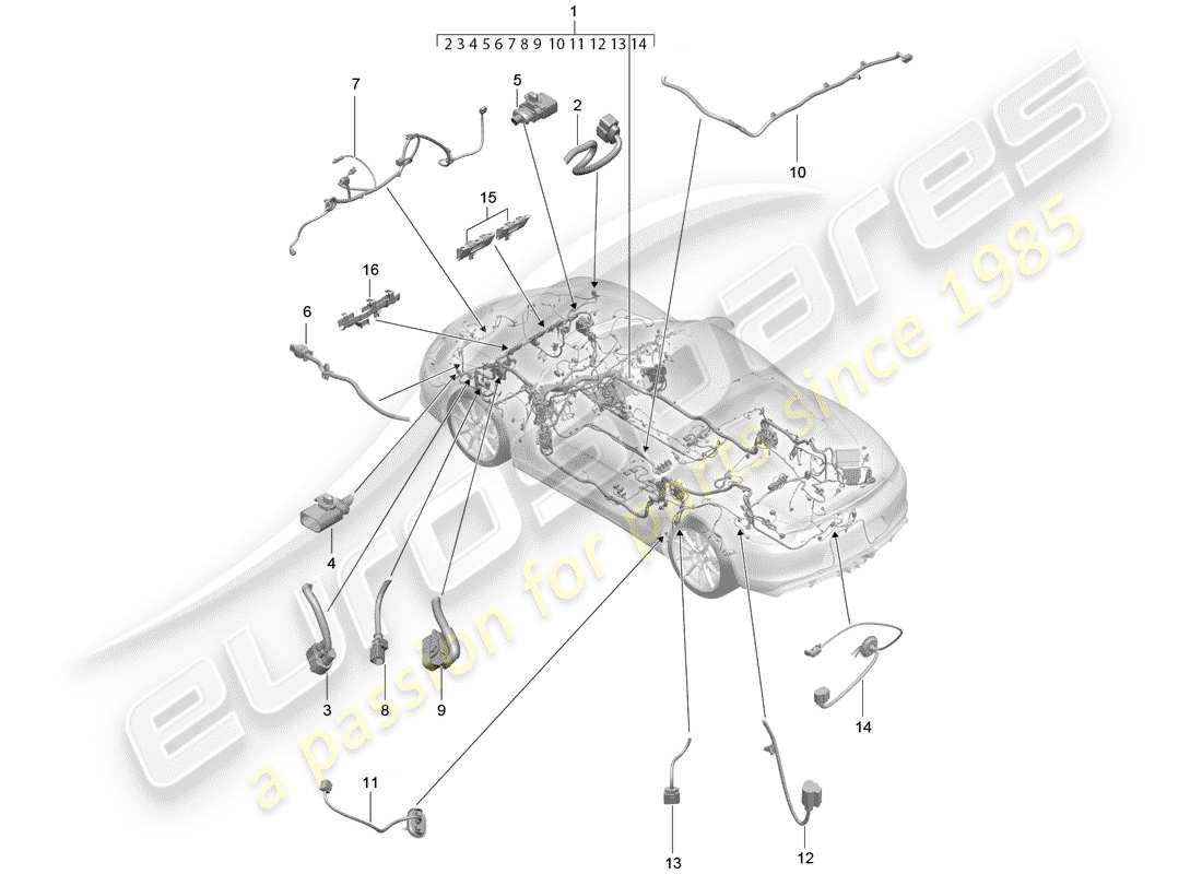 porsche boxster spyder (2016) wiring harnesses part diagram