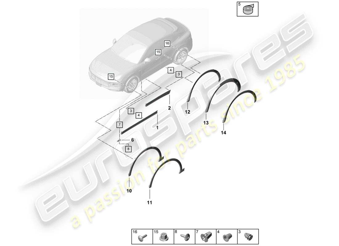 porsche cayenne e3 (2020) wheel arch cover part diagram