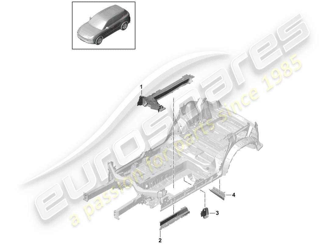 porsche cayenne e3 (2020) frame part diagram