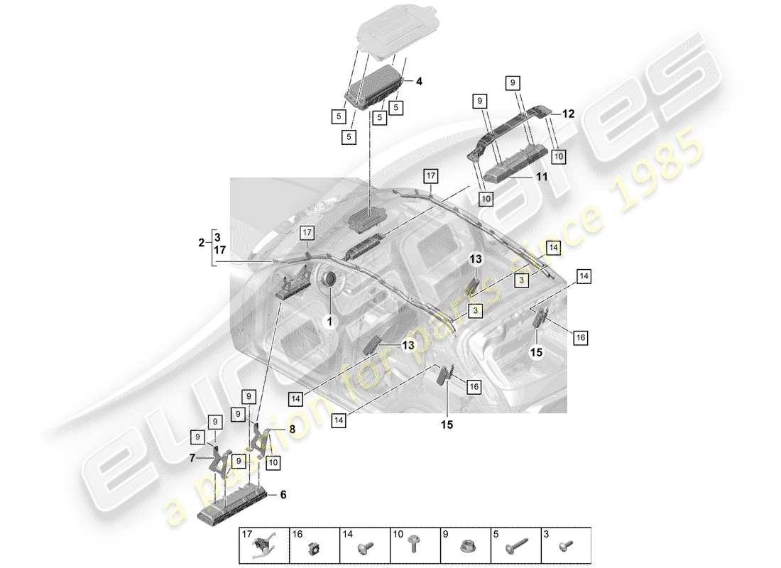 porsche cayenne e3 (2020) airbag part diagram