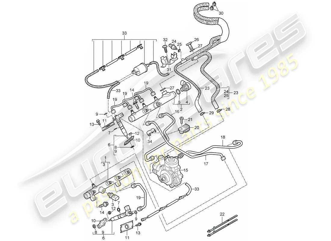 porsche cayenne (2010) fuel collection pipe part diagram