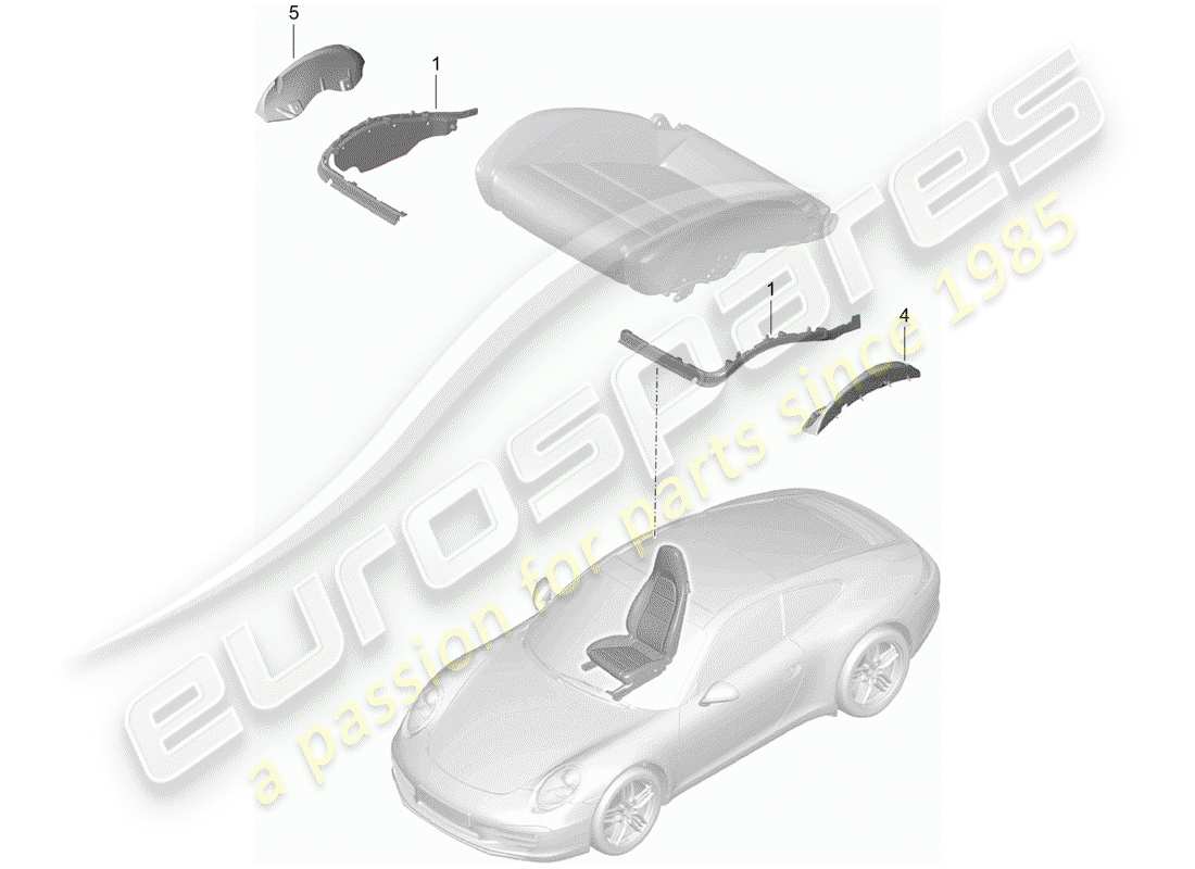 porsche 991 (2013) padding for seat part diagram