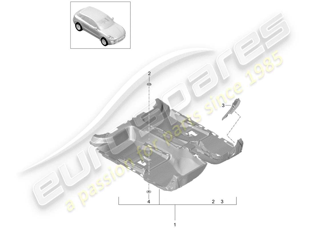 porsche macan (2018) floor cover part diagram