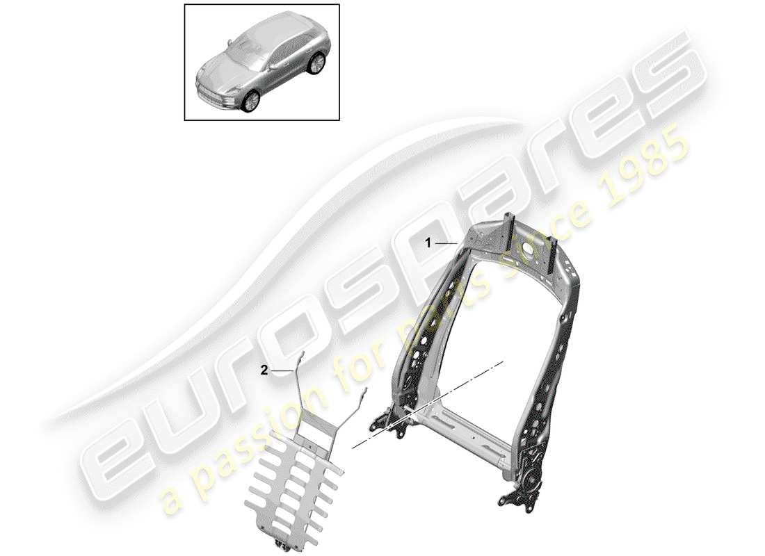 porsche macan (2019) frame - backrest part diagram