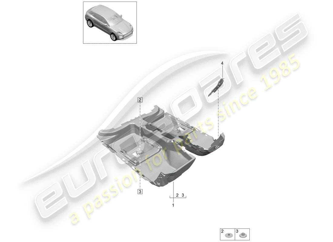 porsche macan (2019) floor cover part diagram